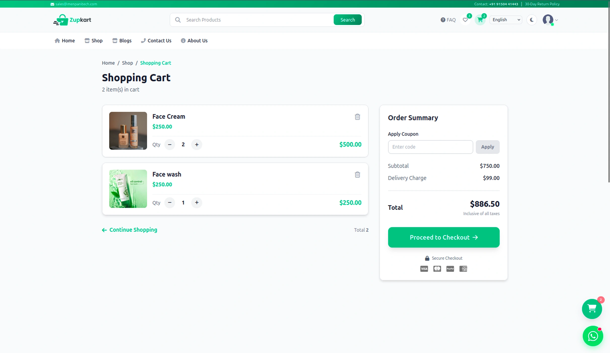 Cart Page Preview